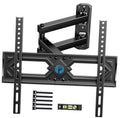 Full motion TV wall mount with metal arms, VESA plate, and hardware level