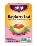 Yogi raspberry leaf herbal tea box, 16 caffeine-free organic teabags