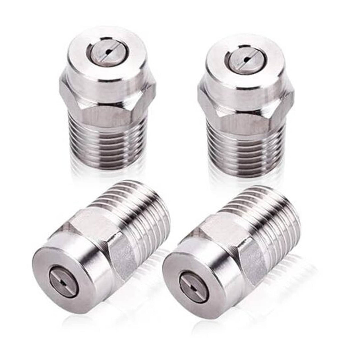 Stainless steel threaded pressure washer spray nozzle tips, metal hex head and outlet