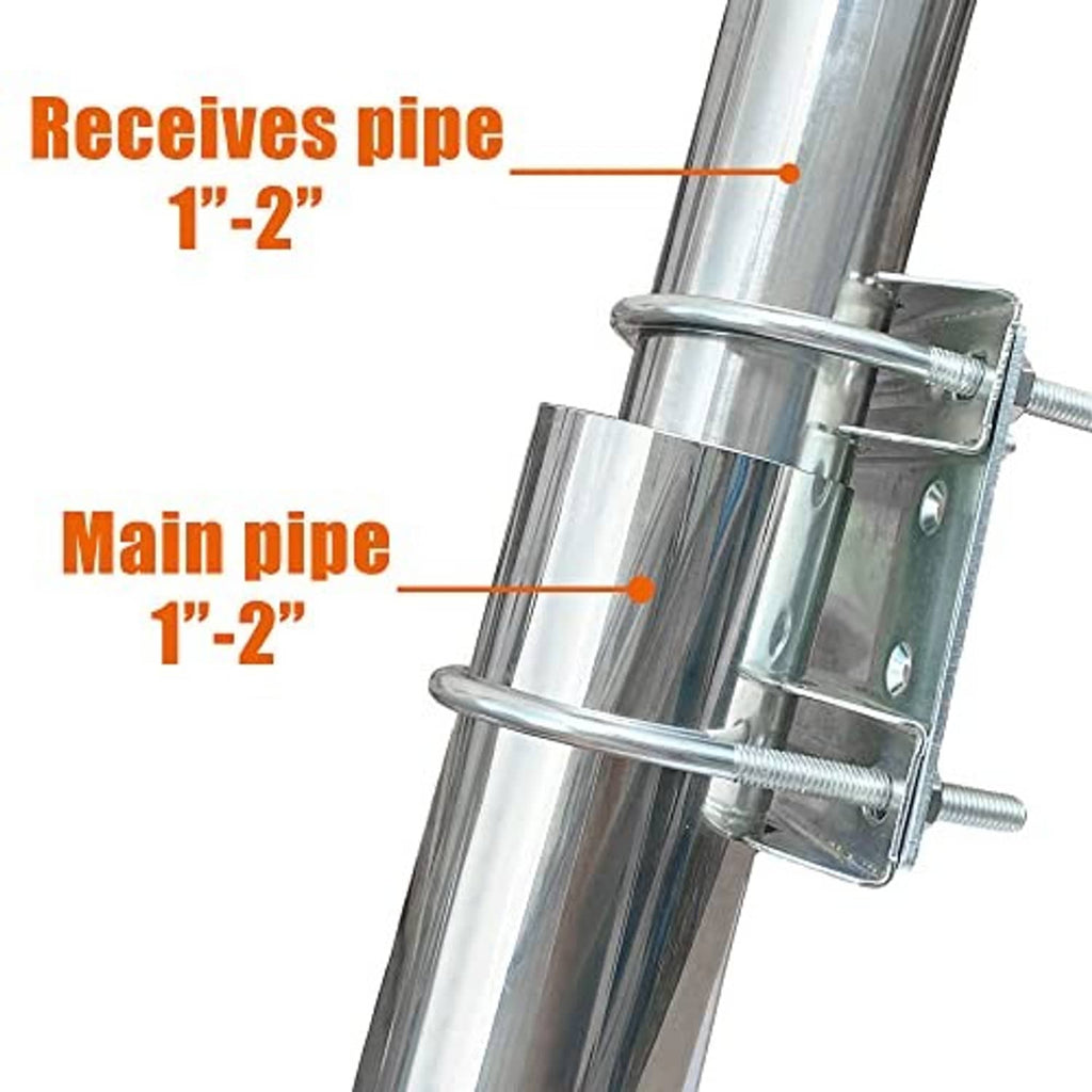 Starlink vertical mast mount U-bracket with ring clamps for main pipe