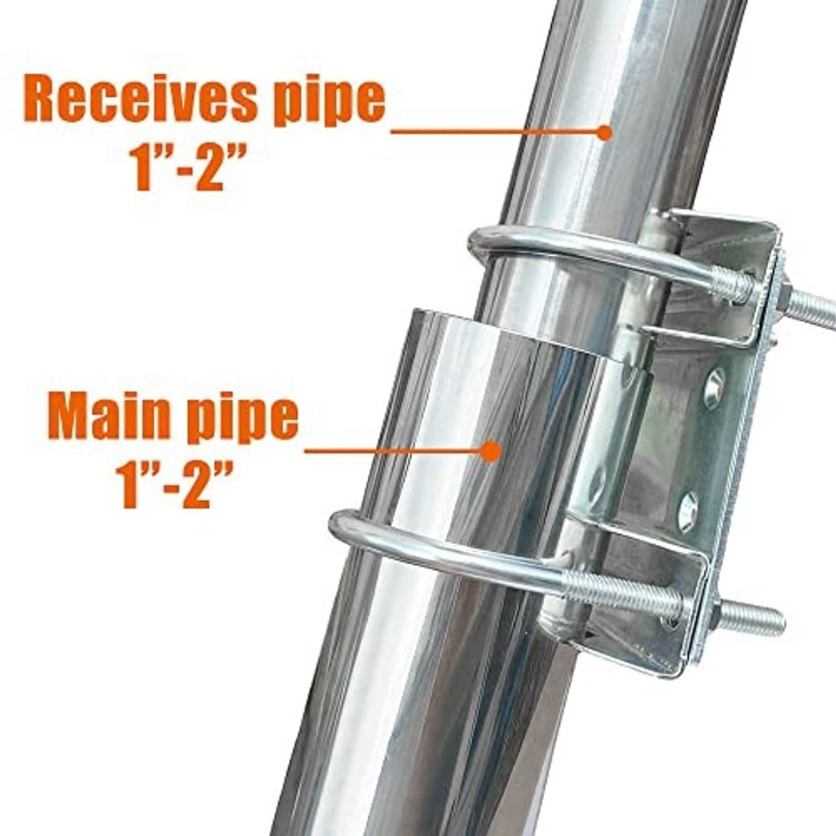 Starlink vertical mast mount U-bracket with ring clamps for main pipe