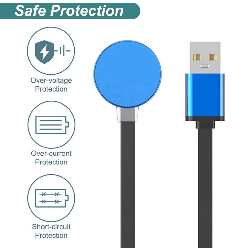 USB-A charging cable with blue adapter and over-voltage, over-current protection