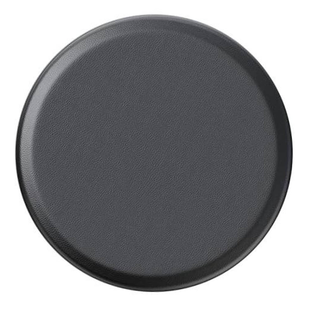 Thick spare tire cover, round dark gray/black textured surface with protective edge trim.