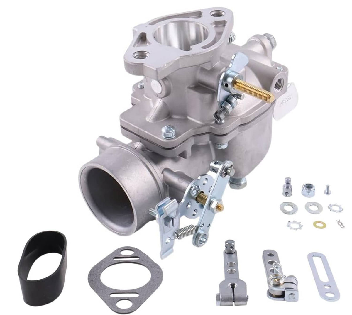 Carburetor assembly with intake manifold opening and included gasket and mounting bracket