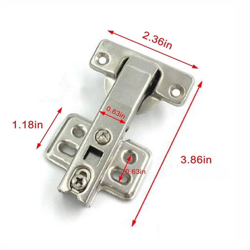 Concealed corner cabinet hinge with mounting holes, diagram shows hinge dimensions