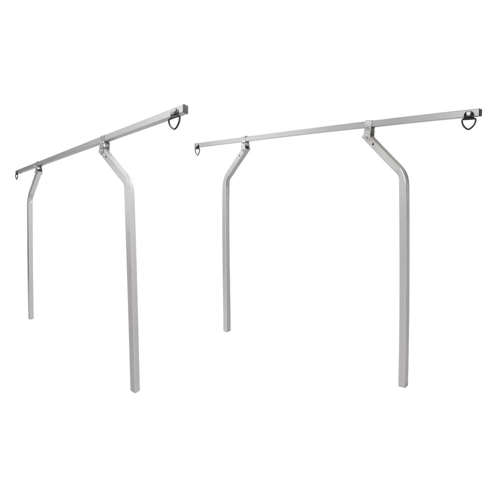 Universal trailer cross bar system kit with two end legs and top mounting beam