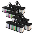Set of 6 clear PVC CD storage bags with black handles and zippered tops