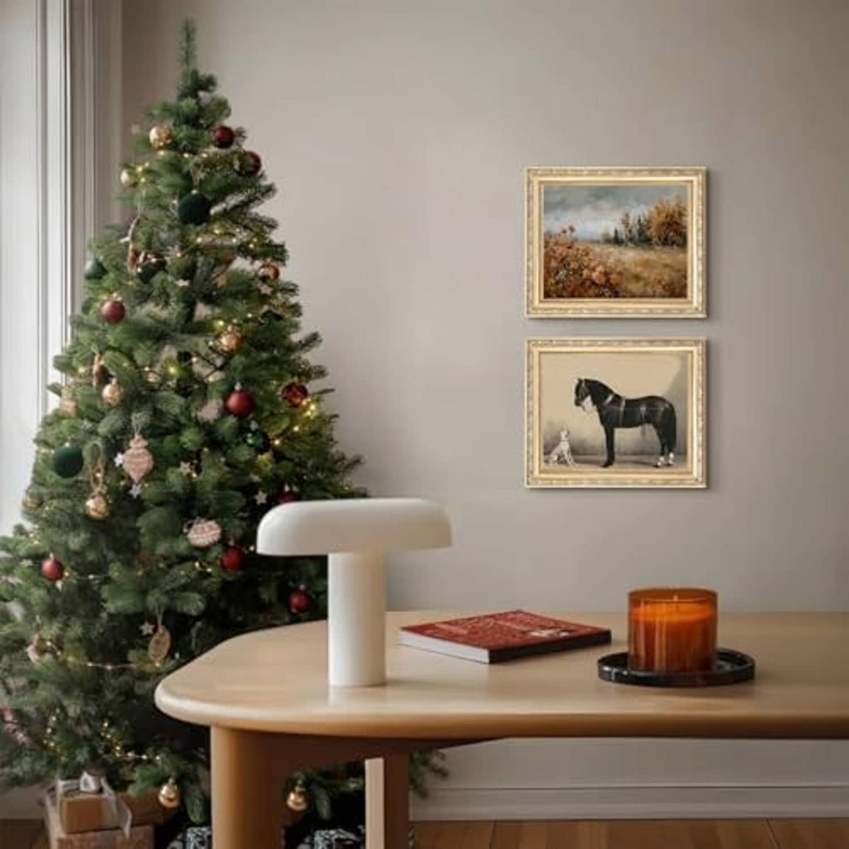 Ornate gold 8x10 picture frames set of 2 with animal artwork displayed