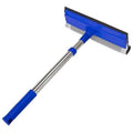 Retractable blue window squeegee with stainless steel handle and serrated sponge