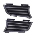 Front bumper fog light grille covers with wide horizontal slats, black plastic