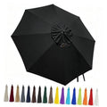 Black patio umbrella replacement canopy with center vent and ruffled finial