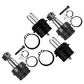 4-piece front suspension ball joint kit with black boots, metal housings, and rings