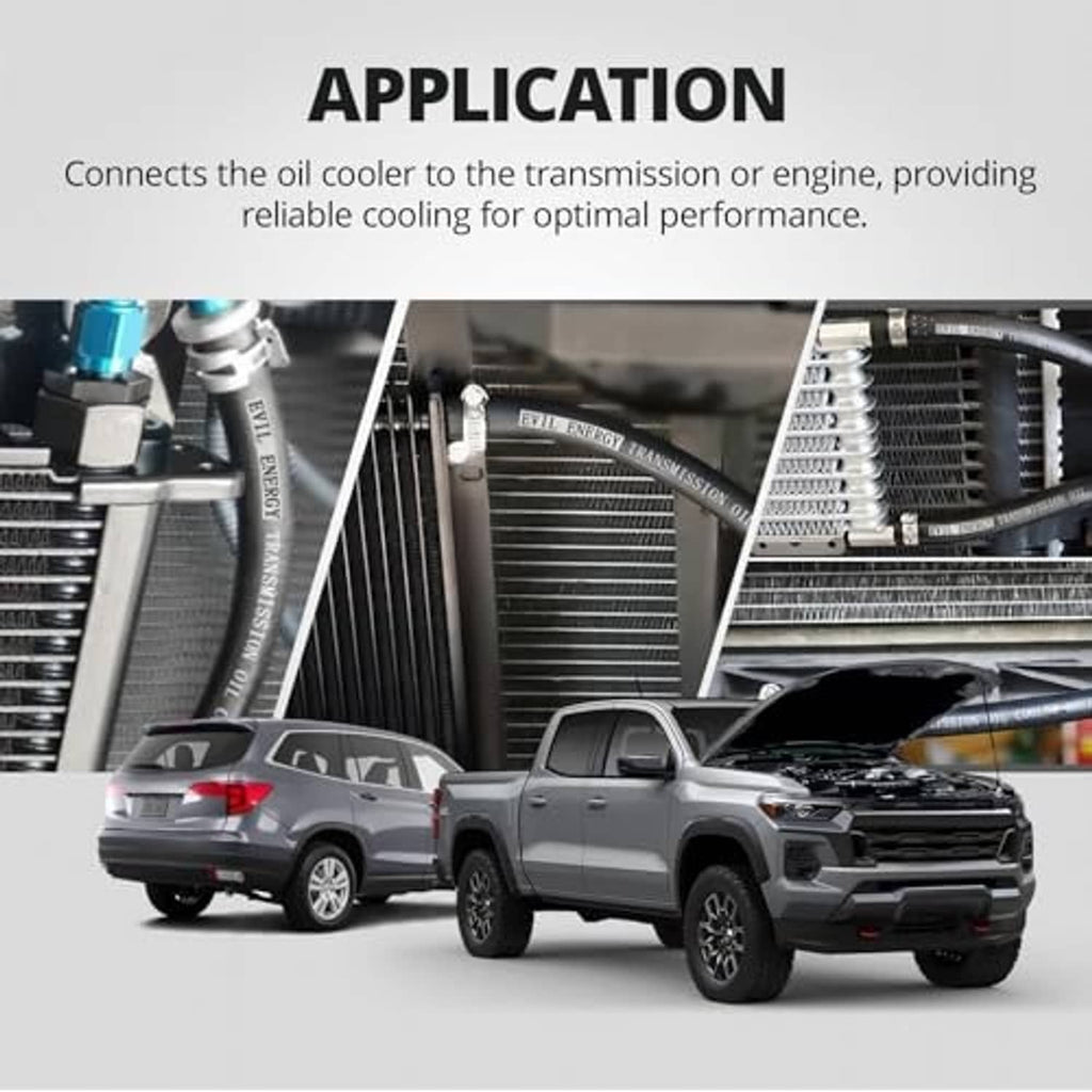 Transmission cooler hose connection for reliable cooling in engine compartment