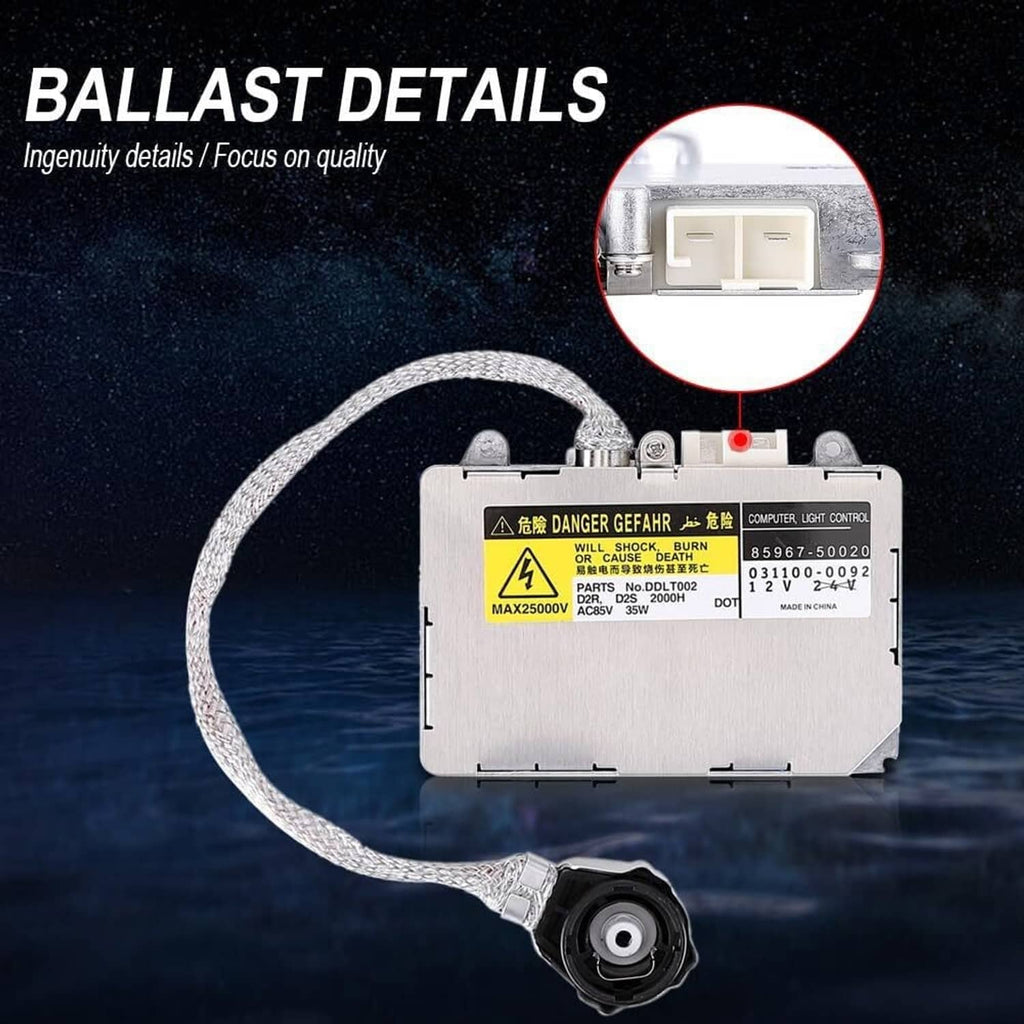 HID ballast control module with braided wire and mounting point detail