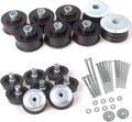Body mount bushing kit with black rubber sleeves, metal washers, and bolts set