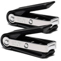 2-pack black stainless steel fingernail clippers with silver jaws and lever, shown open