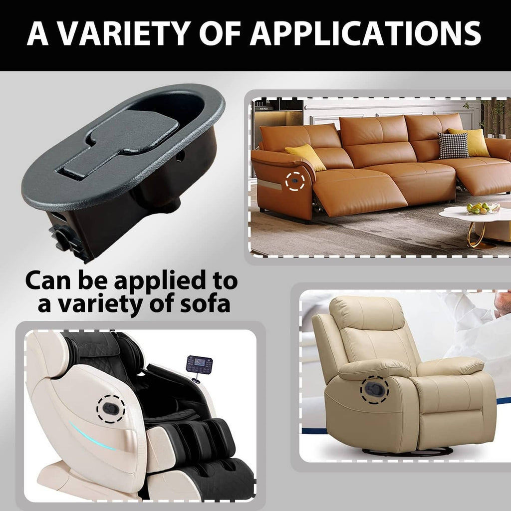 Recliner handle replacement, black release handle with mounting clips