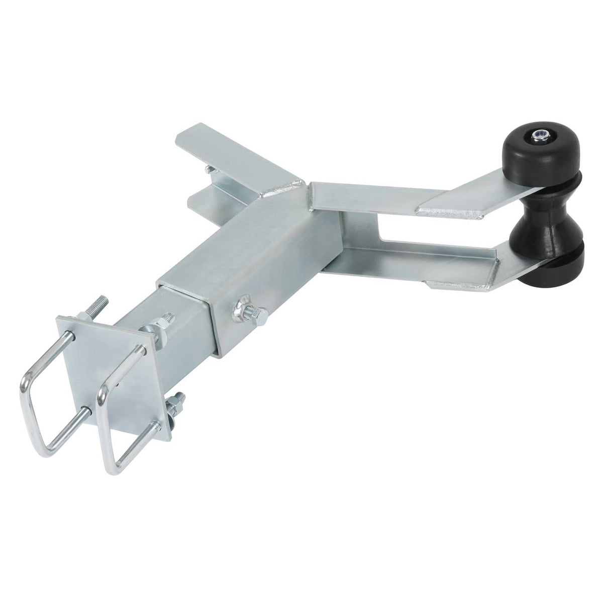 Galvanized winch stand for boat trailer with front roller and adjustable arm assembly