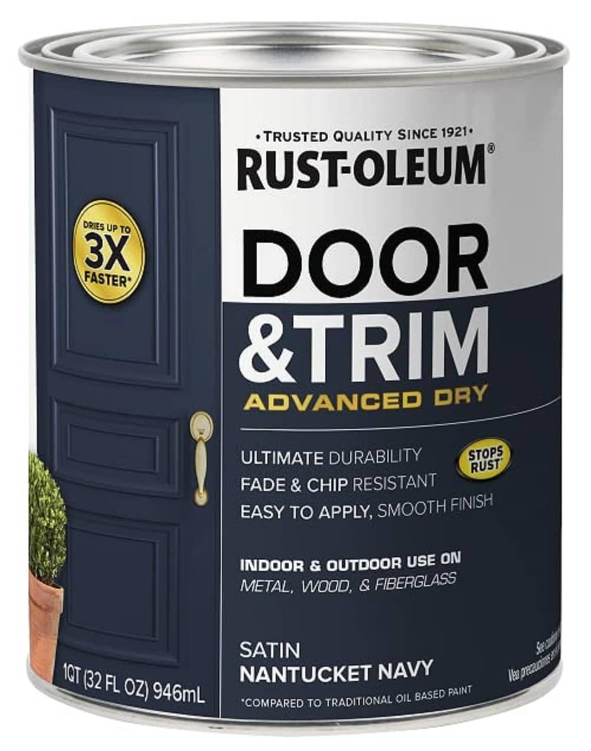 Rust-Oleum door & trim satin Nantucket Navy paint can, 32 fl oz