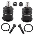 Front upper ball joint pair with black rubber boot and silver stud, plus matching hardware