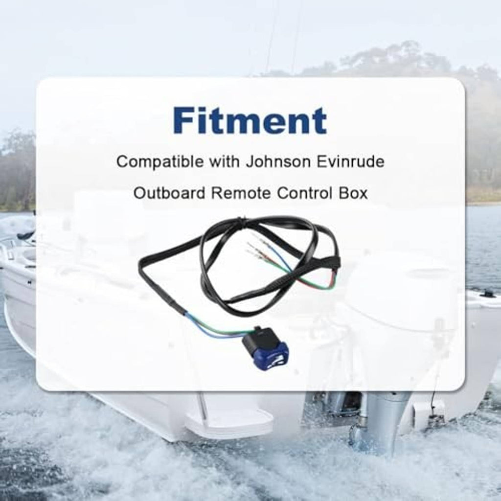 Blue-capped outboard control wiring harness with black braided cable and multicolor wires