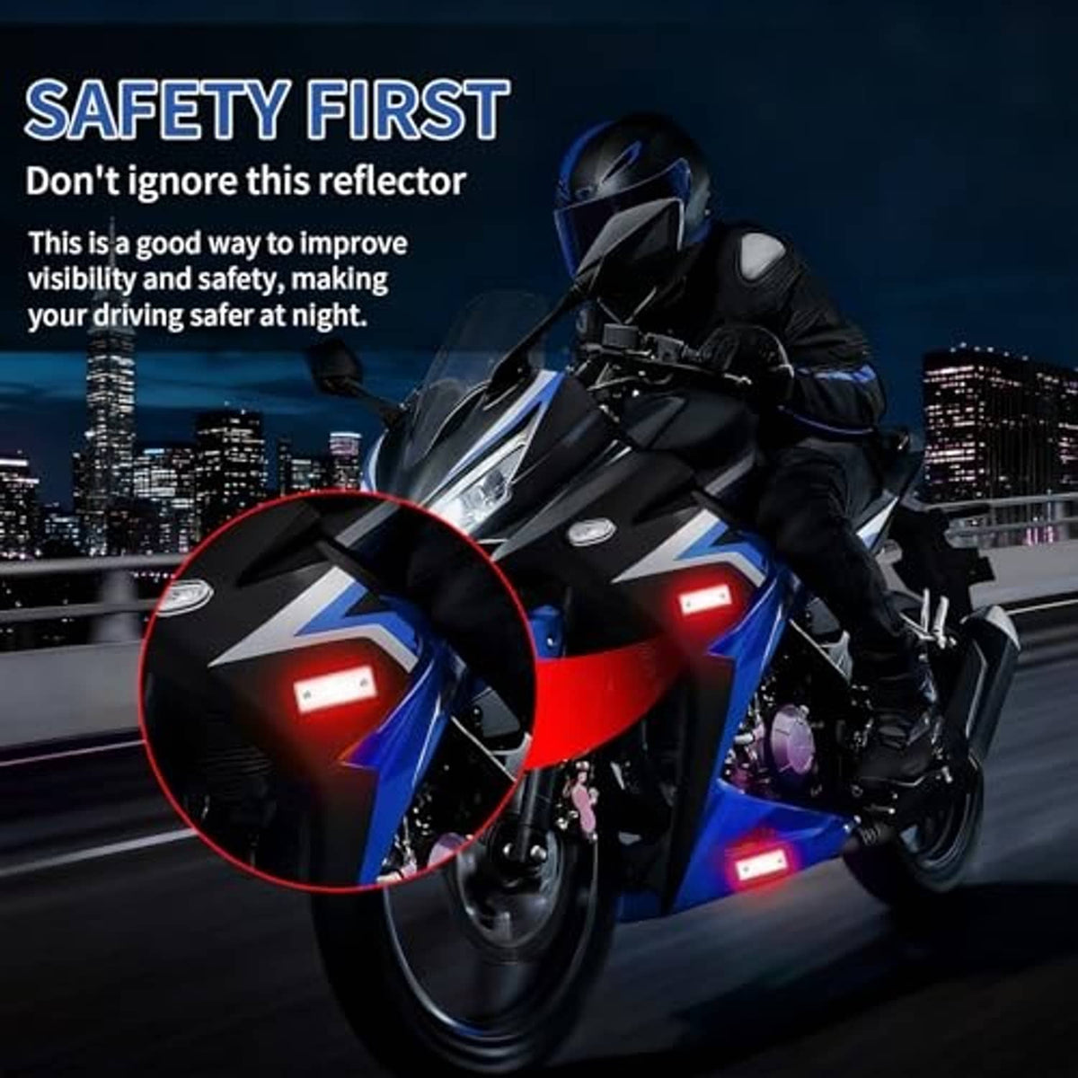 Red rectangular reflector on a motorcycle, two screw holes visible on the red panel