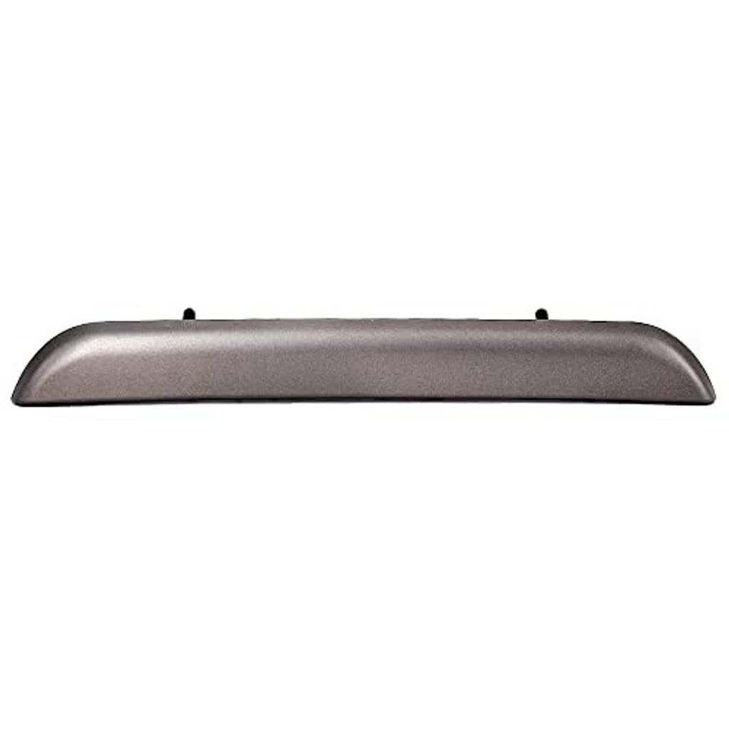 Front hood handle grab, gray metal handle with two visible mounting posts