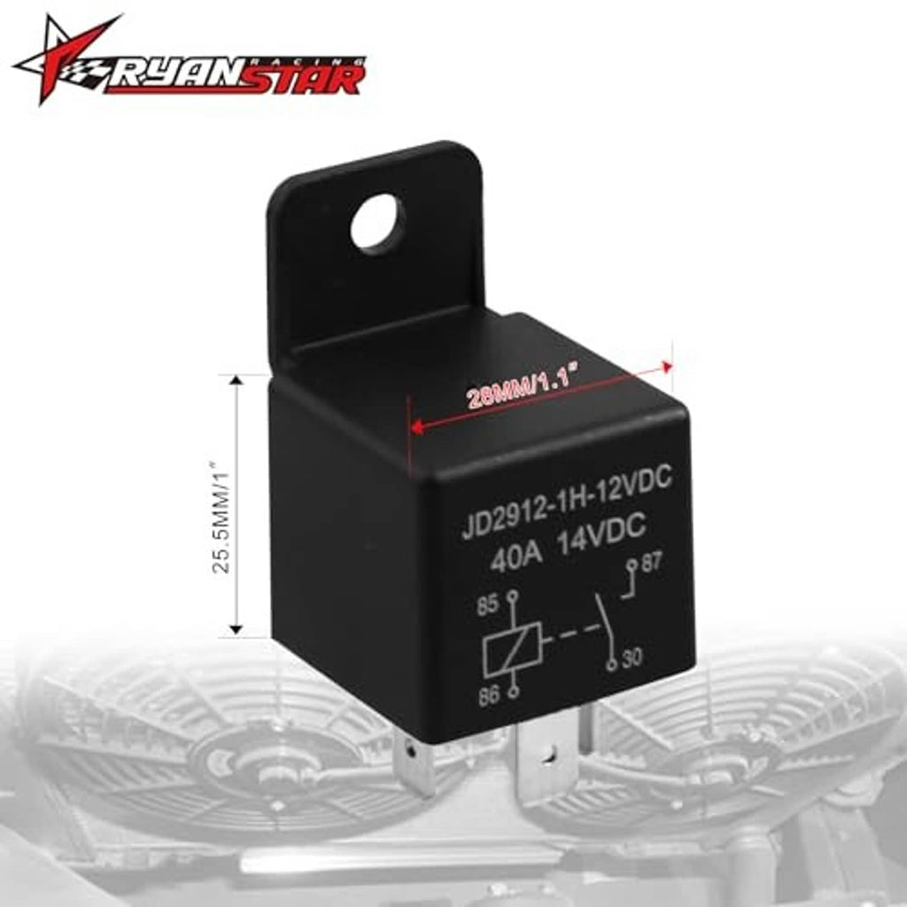 RyanStar 40A automotive relay with mounting tabs for 12VDC fan control
