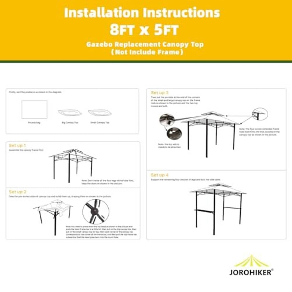 Forest green grill gazebo canopy roof installation instructions diagram