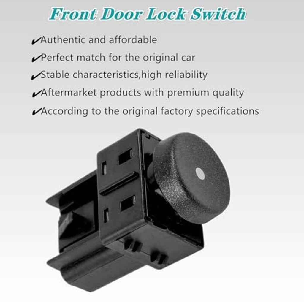 Black front door lock switch with textured round button and multi-pin openings