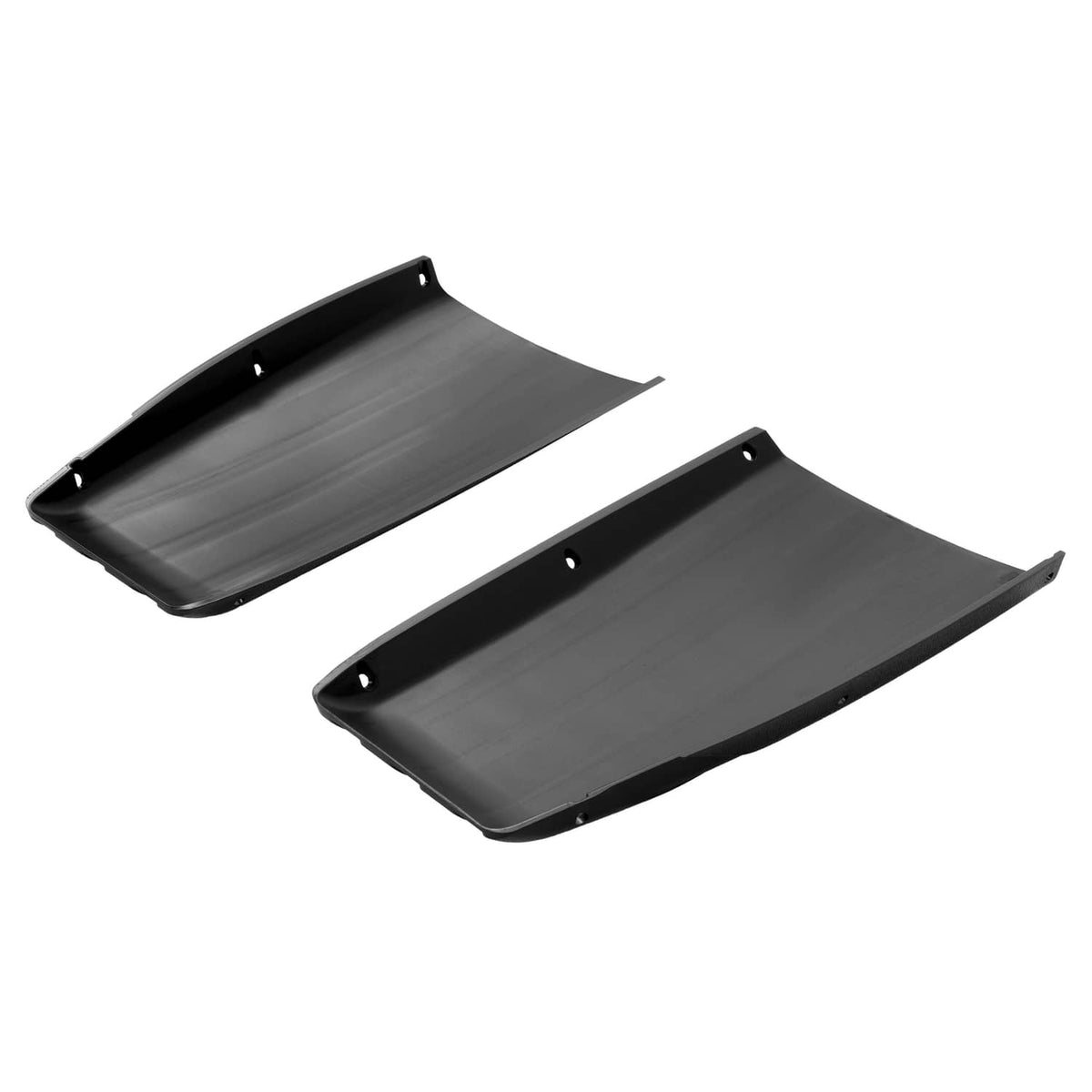 Set of 2 dark scuff guards with mounting holes, underside view