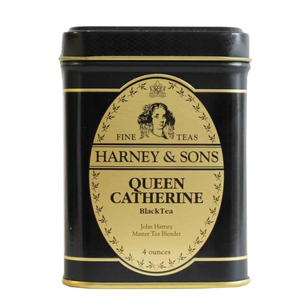 Harney & Sons Queen Catherine black tea tin, front label, 4 oz