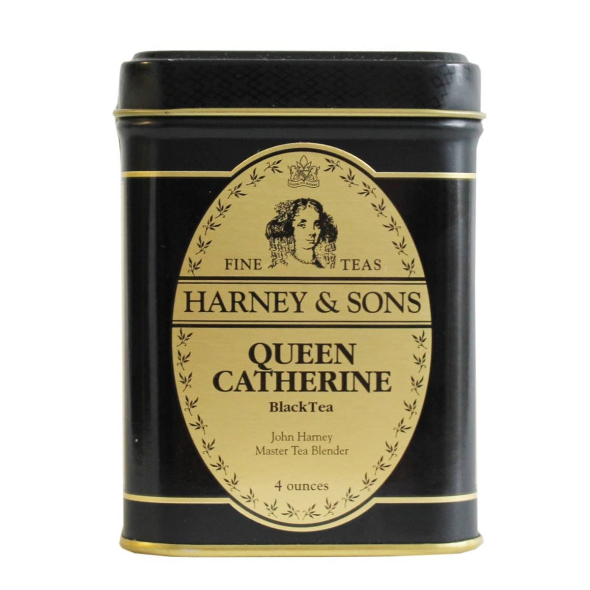 Harney & Sons Queen Catherine black tea tin, front label, 4 oz