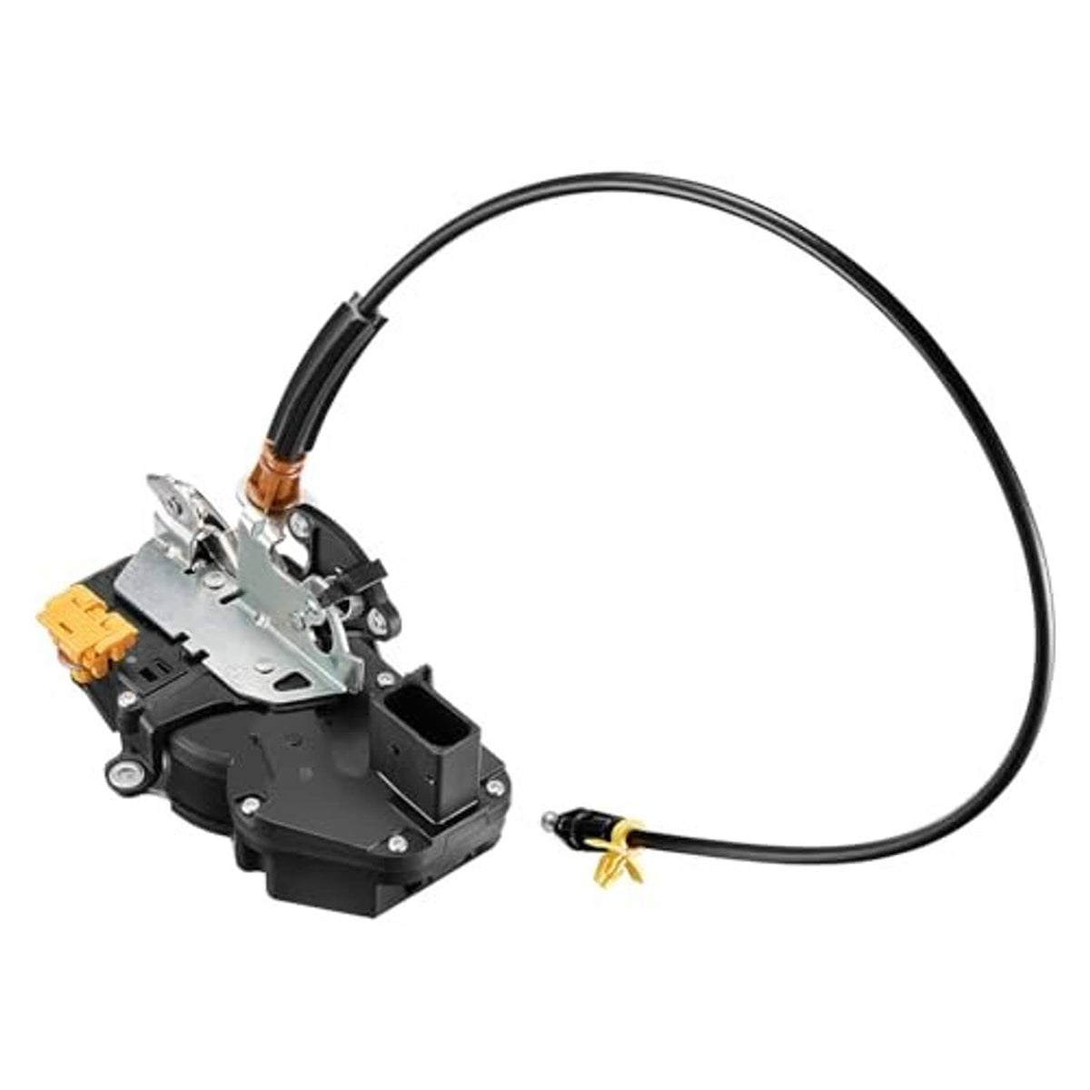 Power door lock actuator assembly with long black cable and orange connector