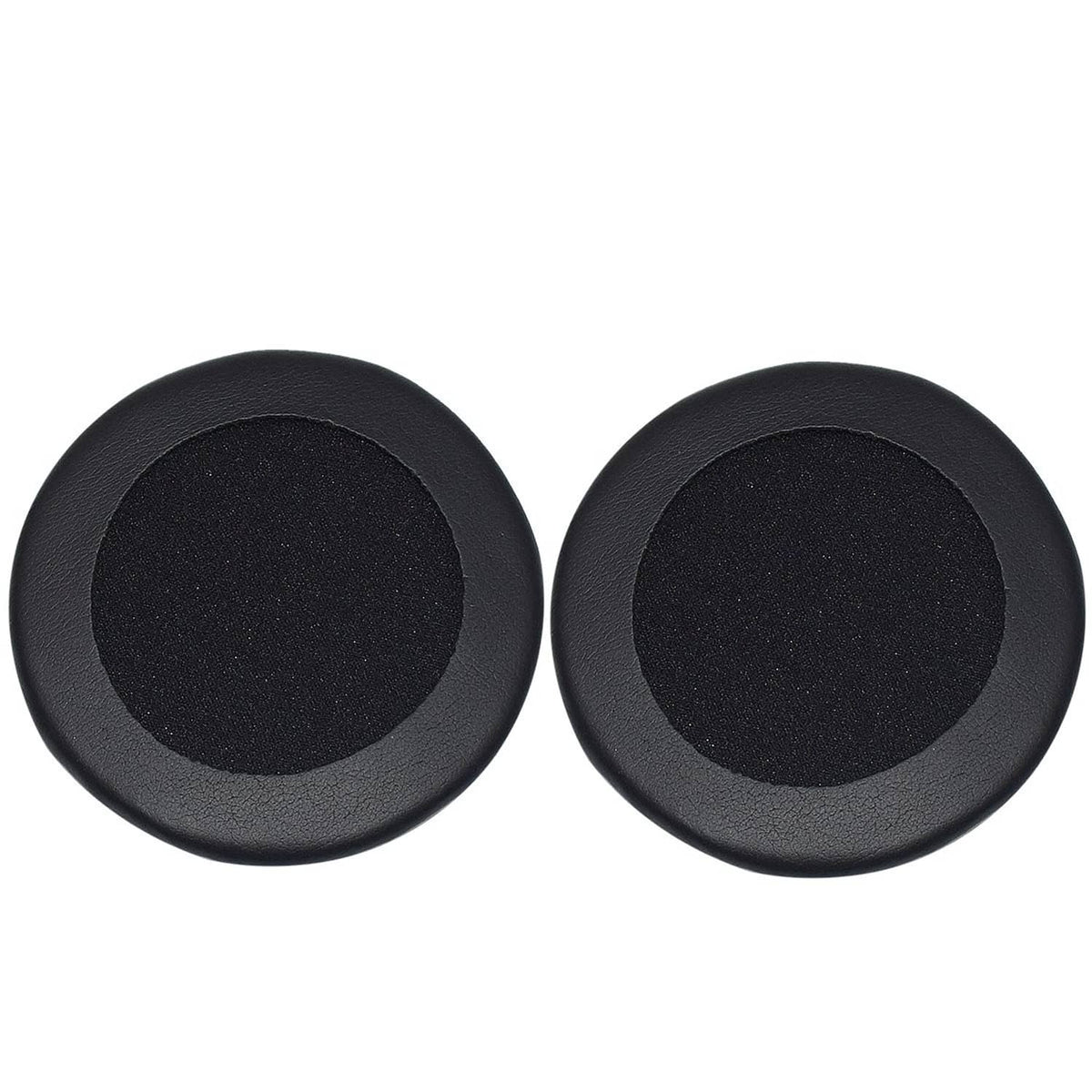 Black ear pad cushion covers, pair of round pads with foam centers