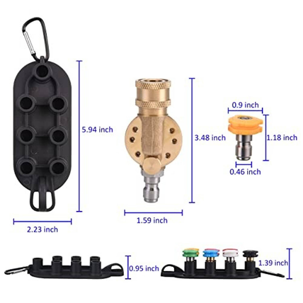Pressure washer pivoting coupler kit with black base and quick-connect adapter