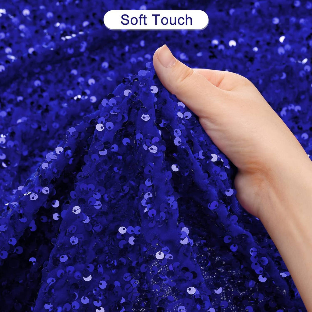 Bright blue sequin fabric, hand-touch detail on densely packed sequins