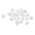 White silicone snap-in hole plugs with round heads, small locking stems (set of 25)