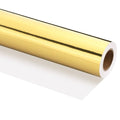 Gold metallic wrapping paper roll with hollow core, smooth reflective finish