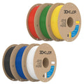 PLA filament bundle with multiple spools in black, white, red, blue, green, and yellow