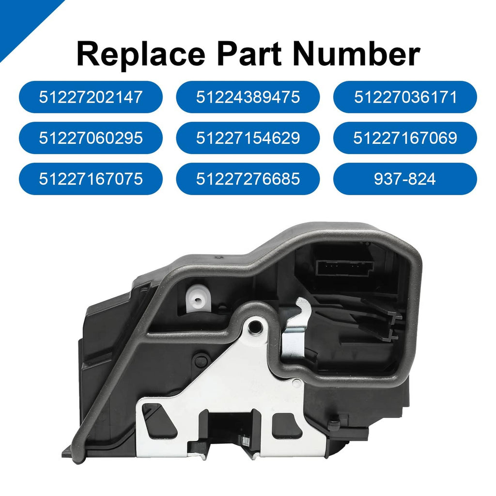Power door lock latch actuator showing side housing opening and mounting points
