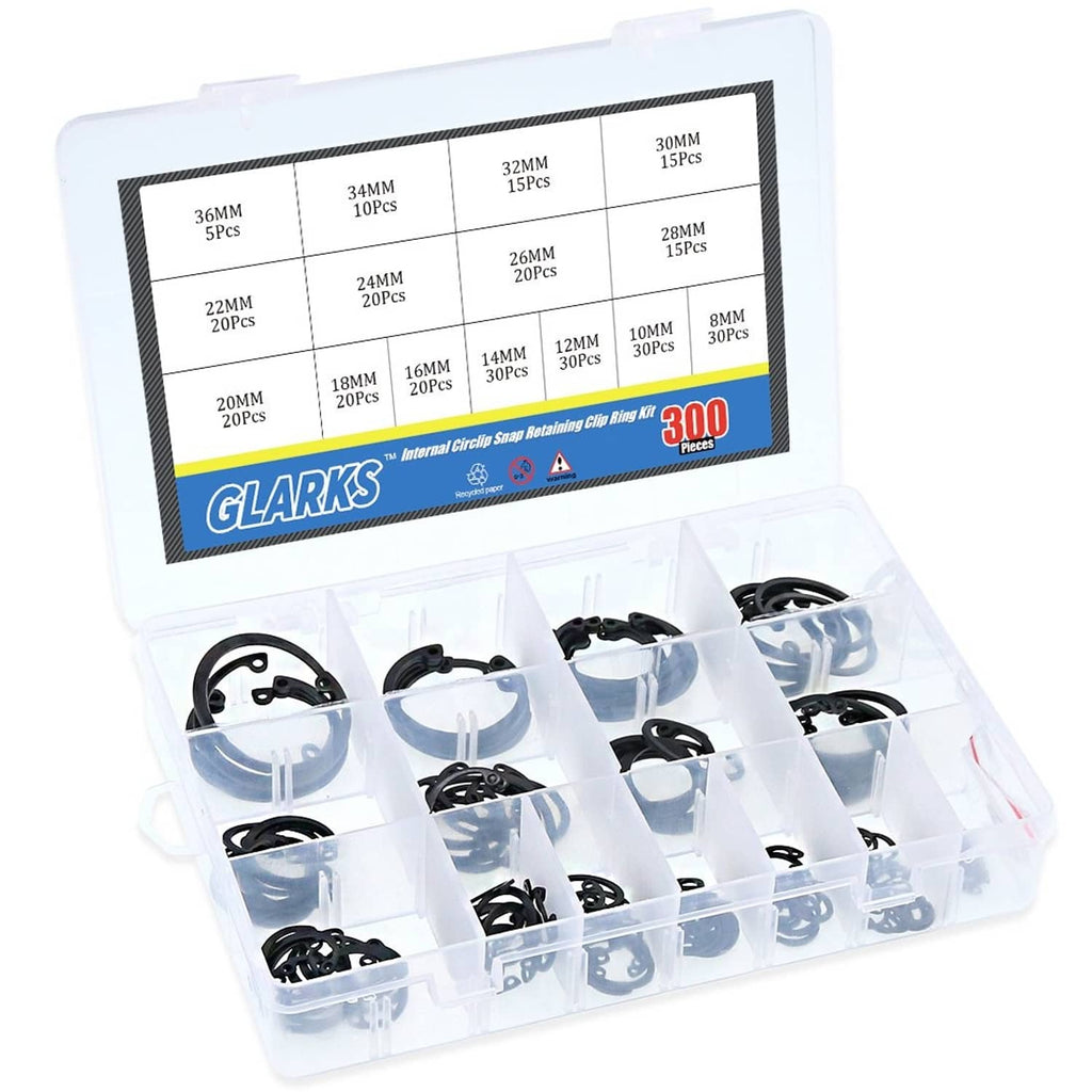 Internal circlip snap retaining ring kit in clear case with size labels