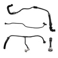 Black coolant reservoir overflow hose kit with connectors and clamps, set of 4