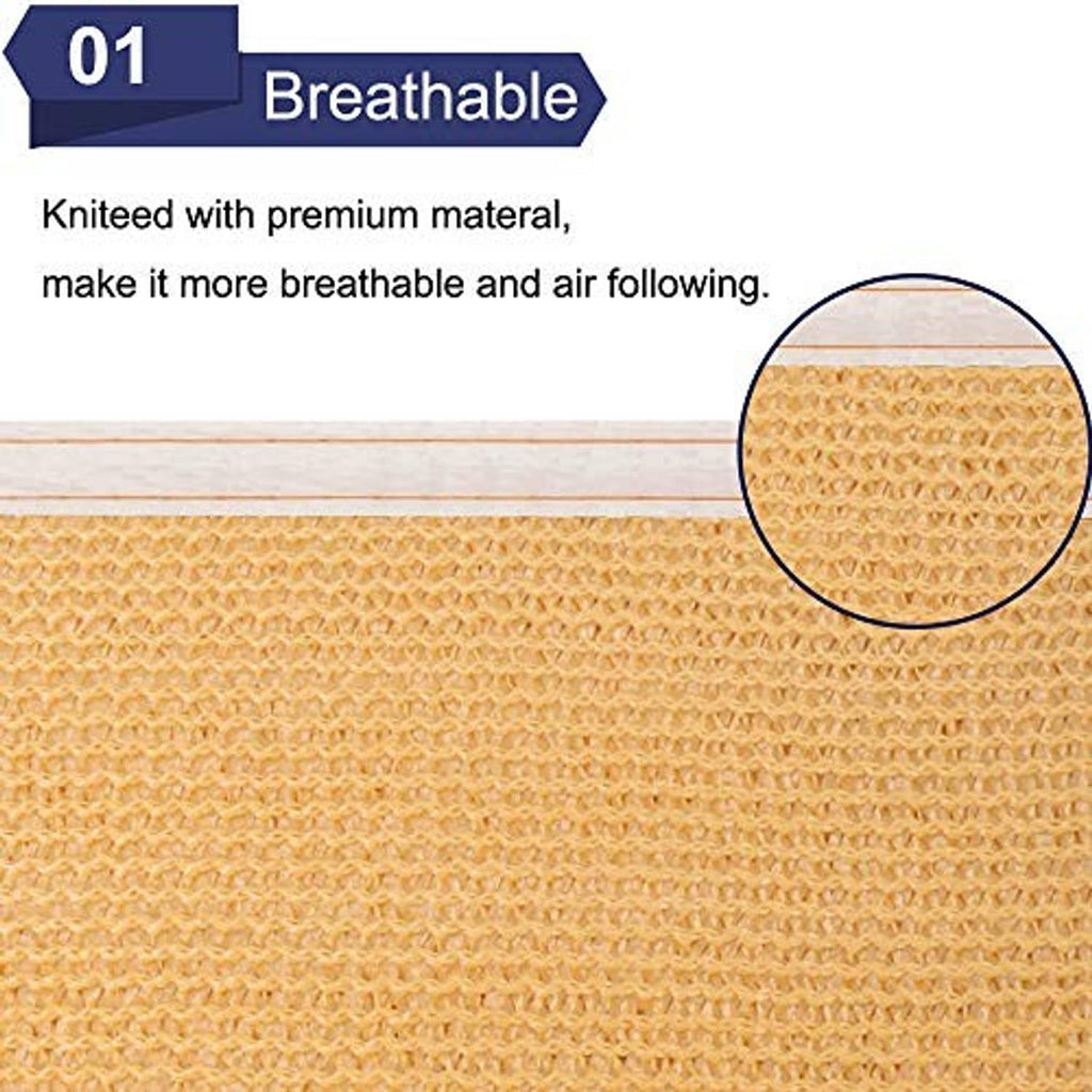 Tan shade sail fabric close-up with breathable woven texture
