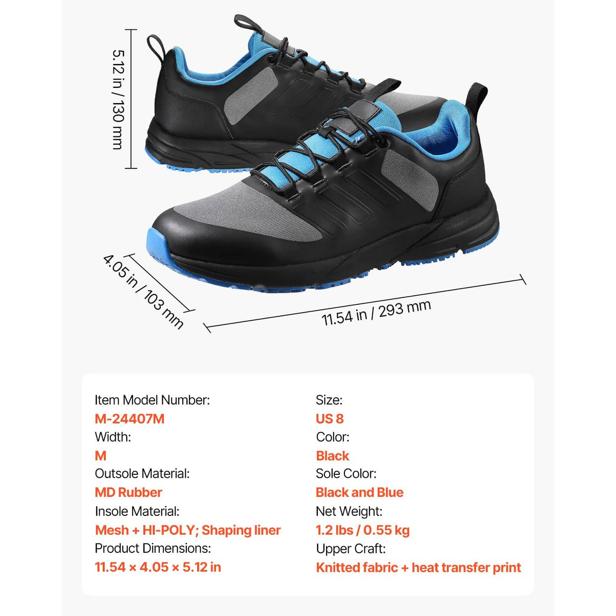 Black cross-training sneaker with gray side panels, blue lace loops, and lace-up design
