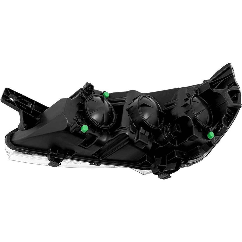 Right halogen headlight rear housing with black plastic mounts and sockets