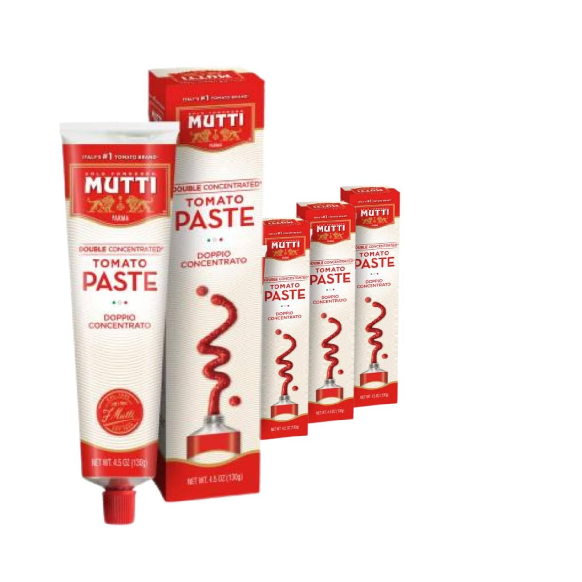 Tomato paste tubes and cartons, Mutti double concentrated (pack of 4)