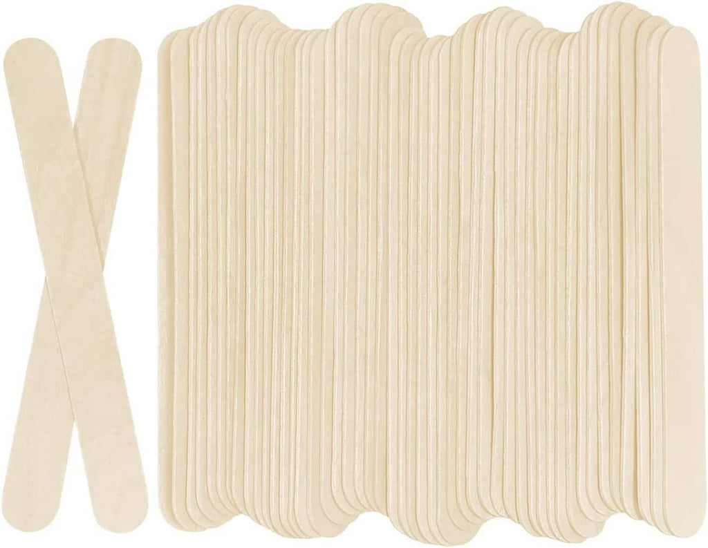 Jumbo wooden craft sticks, pale light wood, bundled stack for crafts and ice pops
