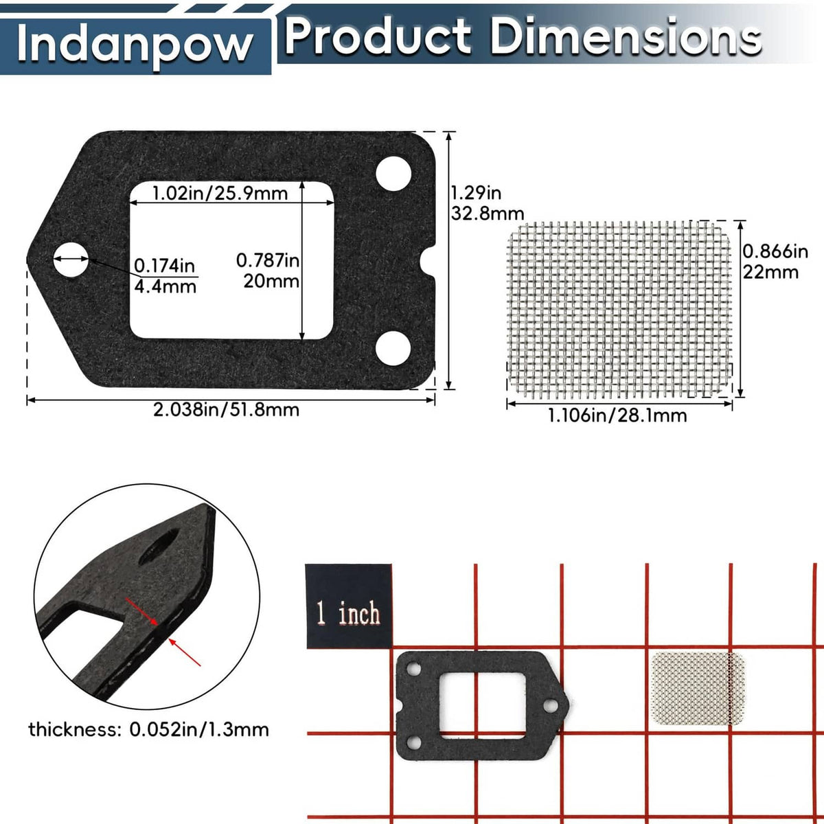 RivetOak SRM-225 Spark Screen and Gasket Compatible with Echo 14586240630 Muffler...