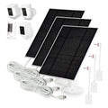 Solar panel charger kit with three white camera solar modules and power cables